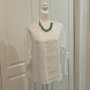 Eileen Fisher White Long Sleeve Blouse